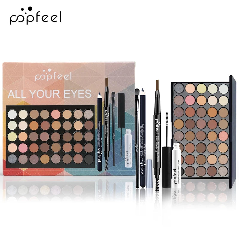 Eye Makeup Set with Eyeshadow Palette, Eyeliner, Mascara & Brow Pencil – Gift for Women