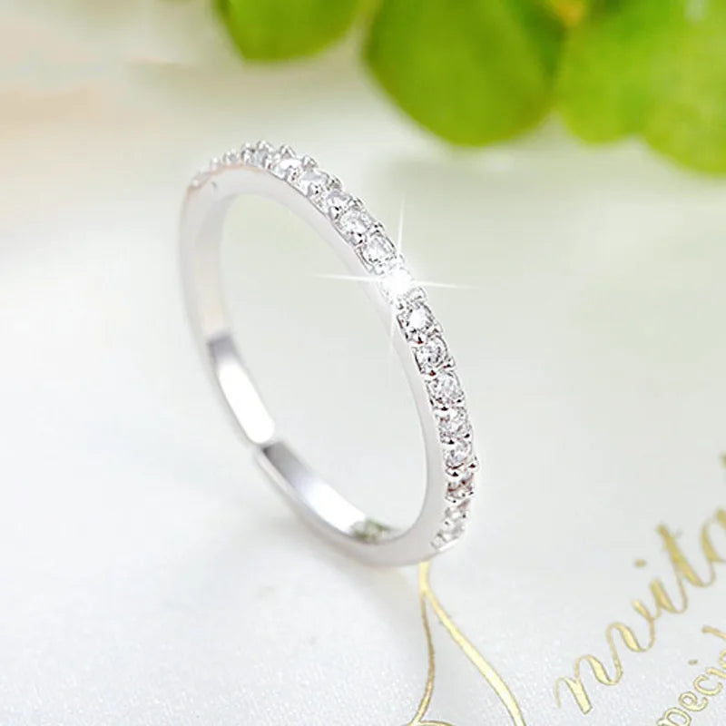 Sterling Silver Zircon Ring for Women - Luxury Designer Jewelry, Single Row