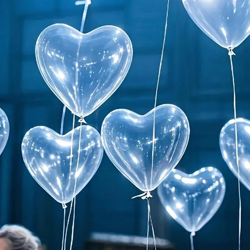 10pcs Transparent Love Heart Balloons Latex Balloons for Valentine`s Day Wedding Birthday Party Decor