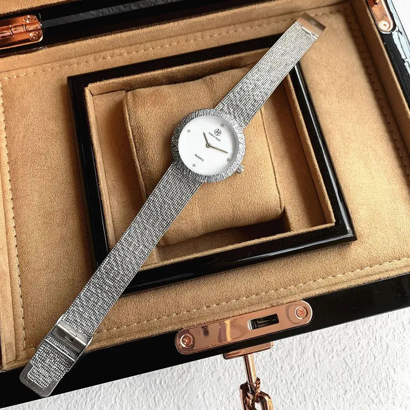 Women's Water-Resistant Quartz Watch with Adjustable Milanese Strap - Multiple Colors