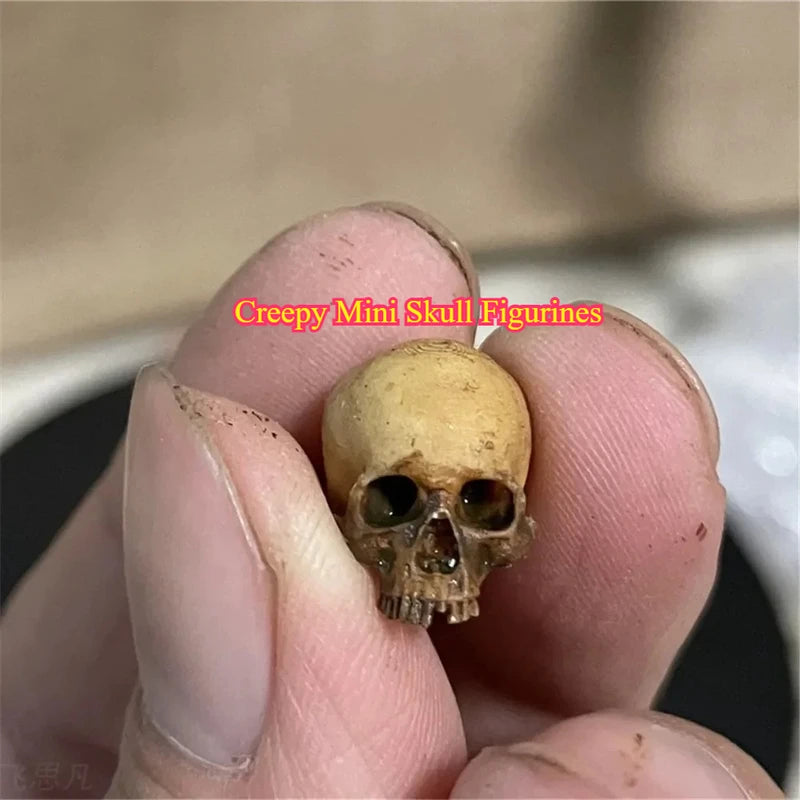 Creepy Mini Skull Figurines - Halloween Decor for Dollhouse, Aquarium & Displays