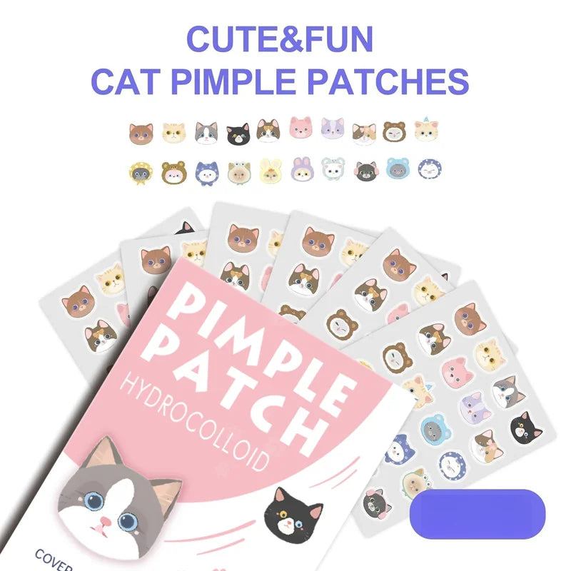 40pcs Salicylic Acid Acne Patches - Invisible Cat-Shaped Skin Care Stickers for Pimples