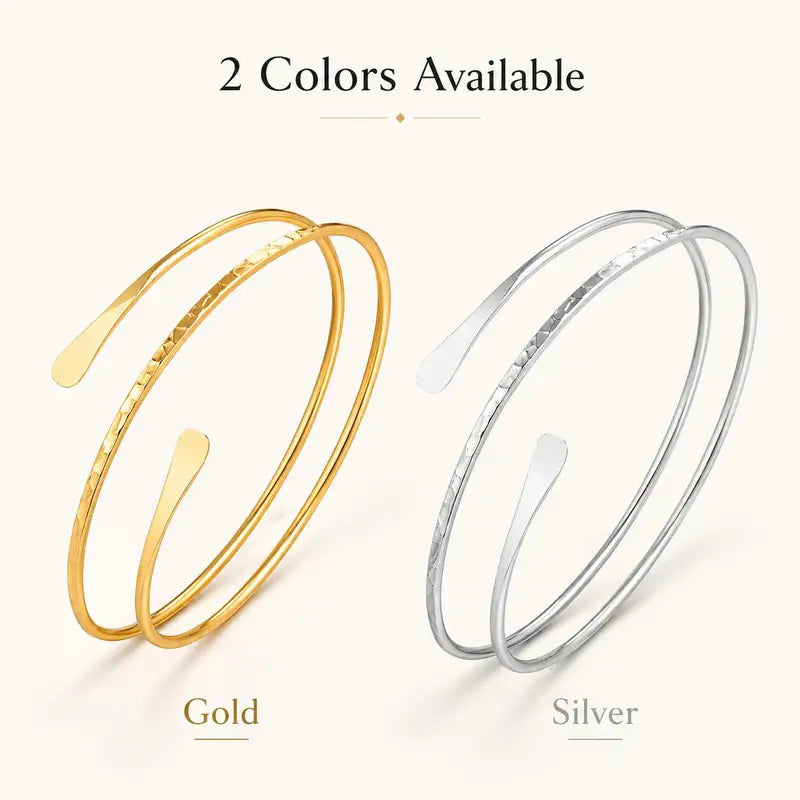Minimalist Gold Plated Upper Arm Cuff Bracelet for Women - Adjustable Statement Jewelry