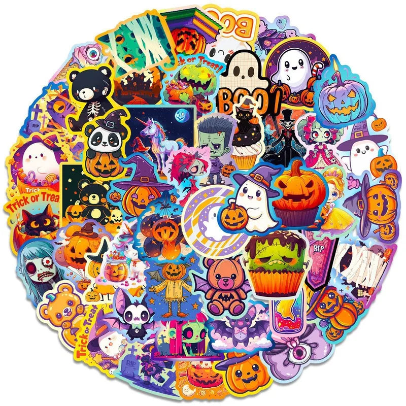 50PCS Halloween Graffiti Stickers - Pumpkin Bat Castle DIY Luggage Decor