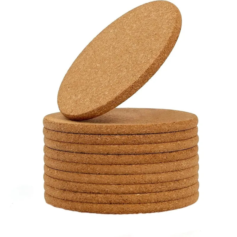 Natural Cork Coasters Set - Round Wooden Drink Holders for Tea Coffee Table Decor