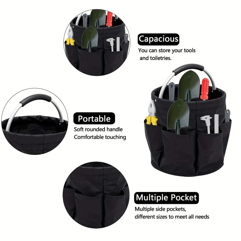 Large Folding Storage Basket with Handle - Picnic, Outdoor & Cleaning Caddy