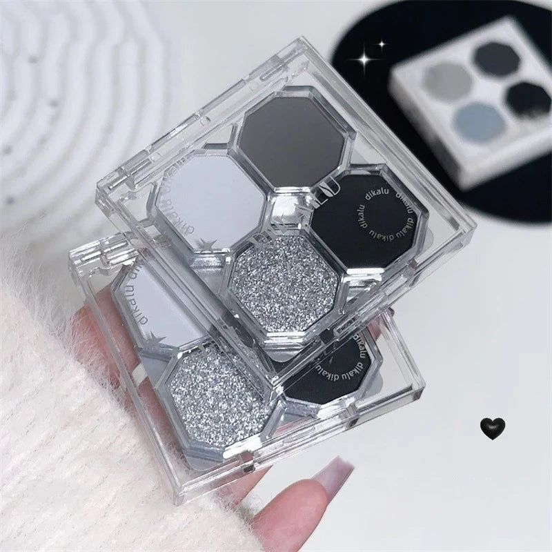 Black Light Star 4-Color Eye Shadow Palette Smoky Dark Black Makeup Cosmetics