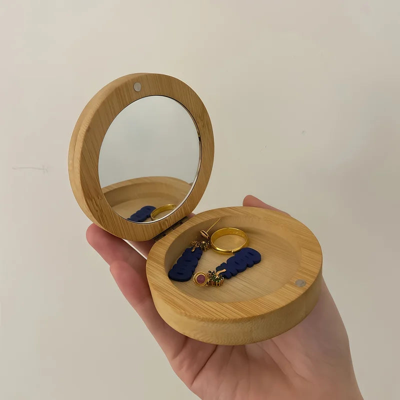 2pcs Wooden Makeup Mirror with Bamboo Frame - Stylish & Sturdy Vanity Mirrors