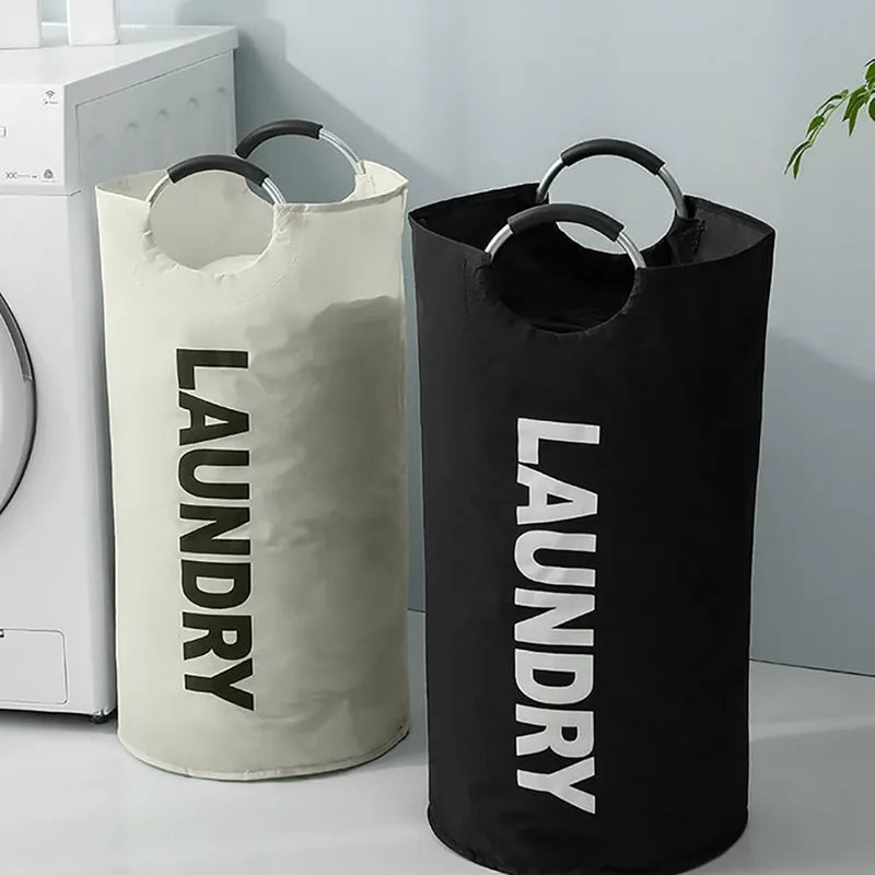 Large Foldable Laundry Basket with Water-Resistant Oxford Fabric & Padded Handles