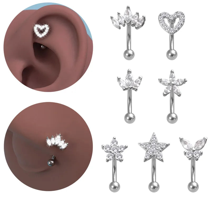 Eyebrow Ring for Women Men Stainless Steel Zircon Stylish Eyebrow Jewelry