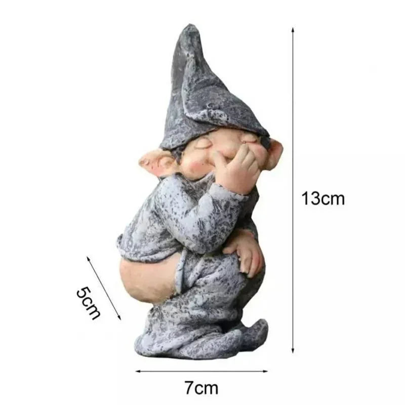 Funny Gnome Garden Statue - Dwarf Taking A Shit Lawn Decoration Resin Craft