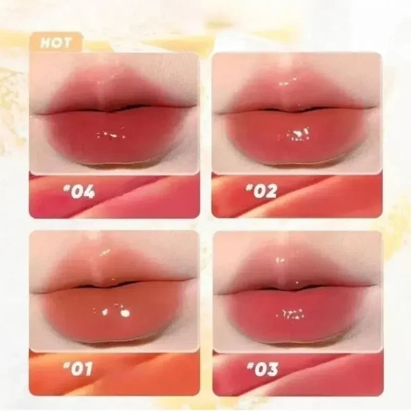Judydoll Ice Lip Glaze Lipstick Set - Hydrating Watery Lip Makeup with Mirror
