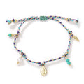Multicolor Braided Rope Bracelet with Virgin Mary Pearl Charm Adjustable Women’s Jewelry