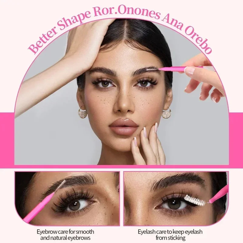Mini Eyebrow & Eyelash Brush Set - Disposable Micro Applicators for Brows & Lashes