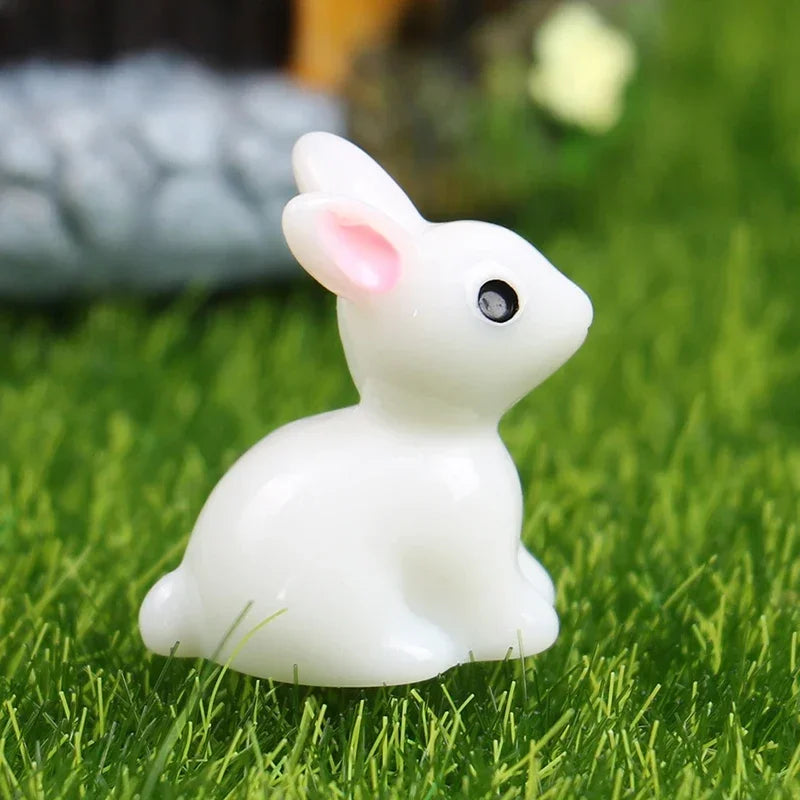 Mini Resin Bunny Figures Set - 10/20/50 Pieces for Dollhouse & Micro Landscape Decor