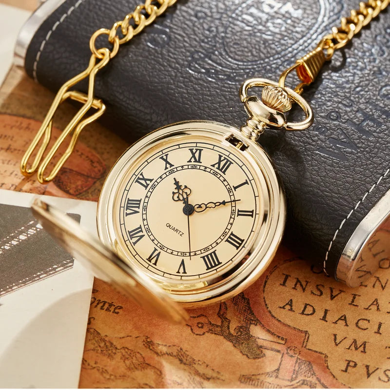 Retro Roman Numerals Pocket Watch Necklace Case - Steampunk Style, Multi Color