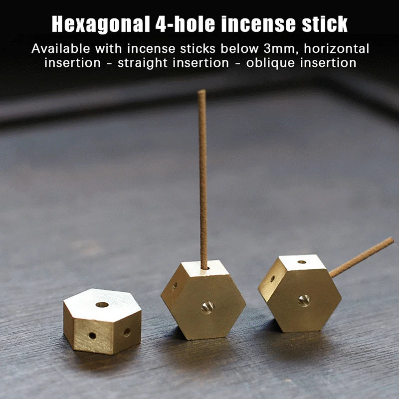 Hexagonal Brass Incense Holder for Aromatic Sticks - Indoor Home Decor