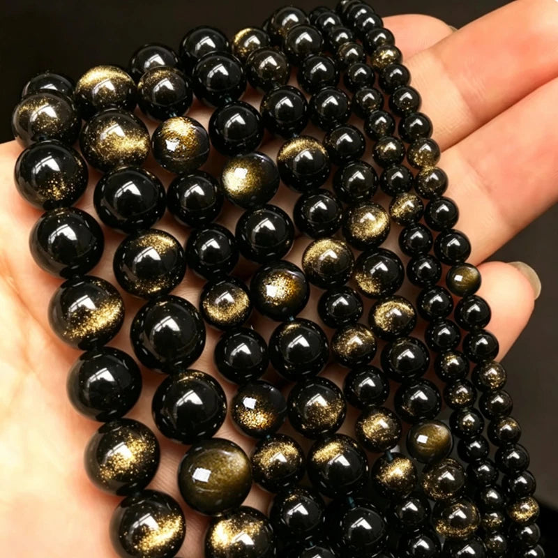 Natural Stone Beads Assorted Sizes for Jewelry Making - Obsidian, Agate, Jasper, Amazonite, Jade - 4mm to 12mm