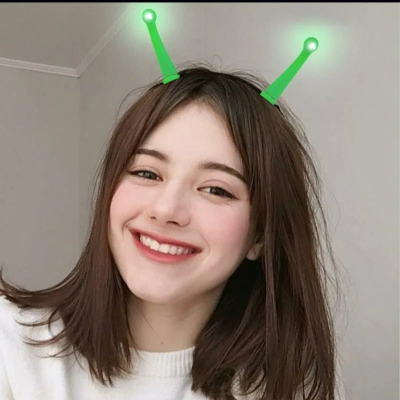 Halloween Alien Antenna Headband with LED Glow for Cosplay & Parties