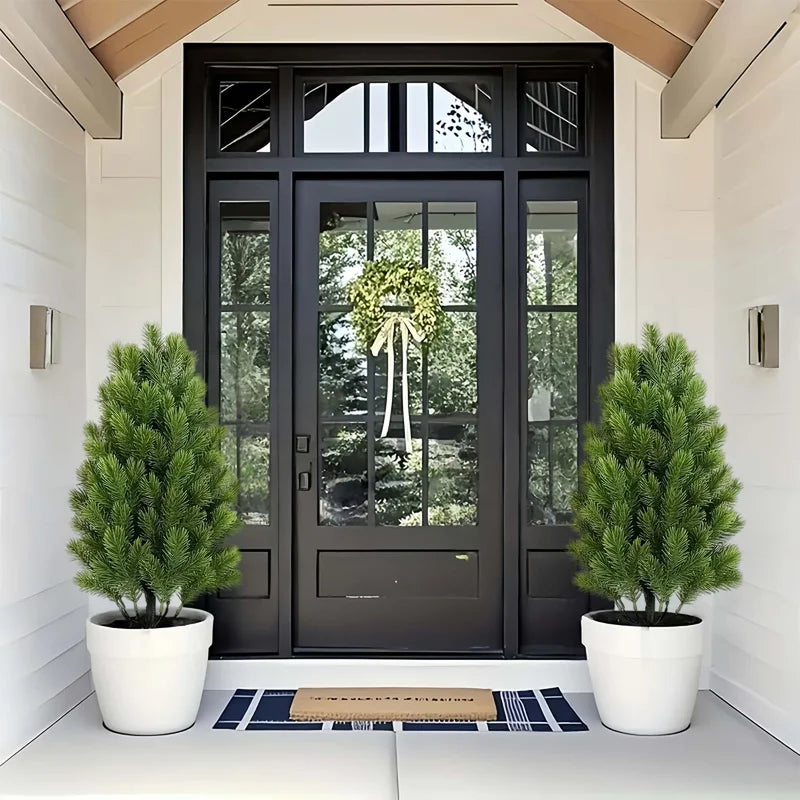 Artificial Pine Needle Christmas Trees - Indoor & Outdoor Holiday Decor - 2pcs