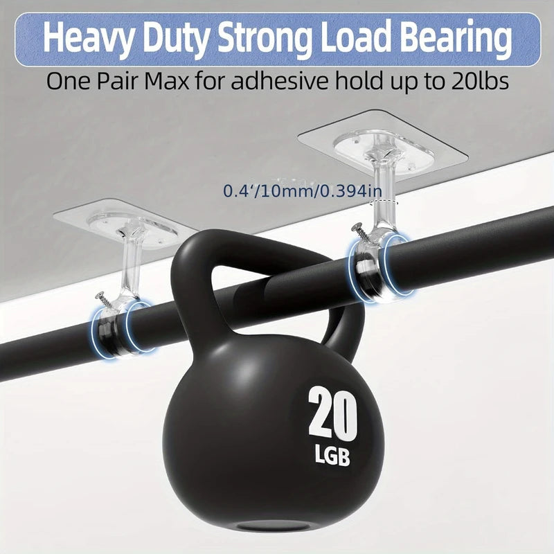 Heavy Duty Self-Adhesive Curtain Rod Brackets No Drill Wall Mount Hooks