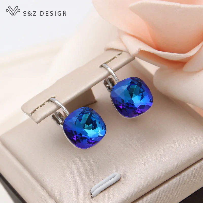 Colorful Crystal Dangle Earrings for Women Wedding Engagement Jewelry