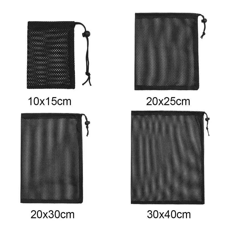 Multi-Purpose Mesh Drawstring Storage Pouch for Travel, Laundry, and Outdoor Activities