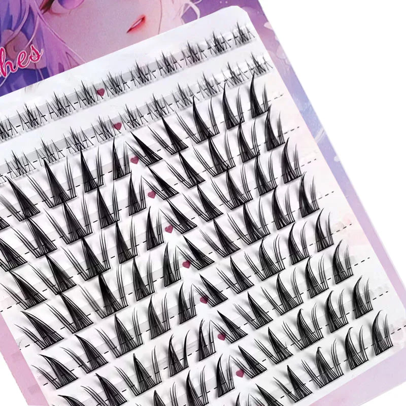 Natural Appearance False Eyelash Set - 104 Pieces, 6-15mm Mixed Length, C Curl, Cosplay Styling