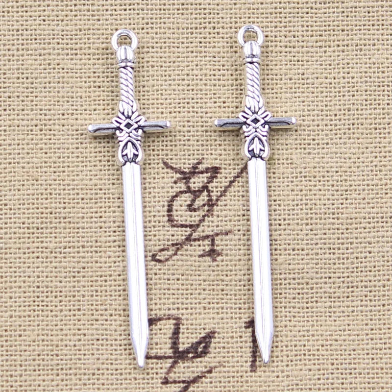 20pcs Silver Color Sword & Dagger Charms for Jewelry Making DIY Crafts Pendant Findings