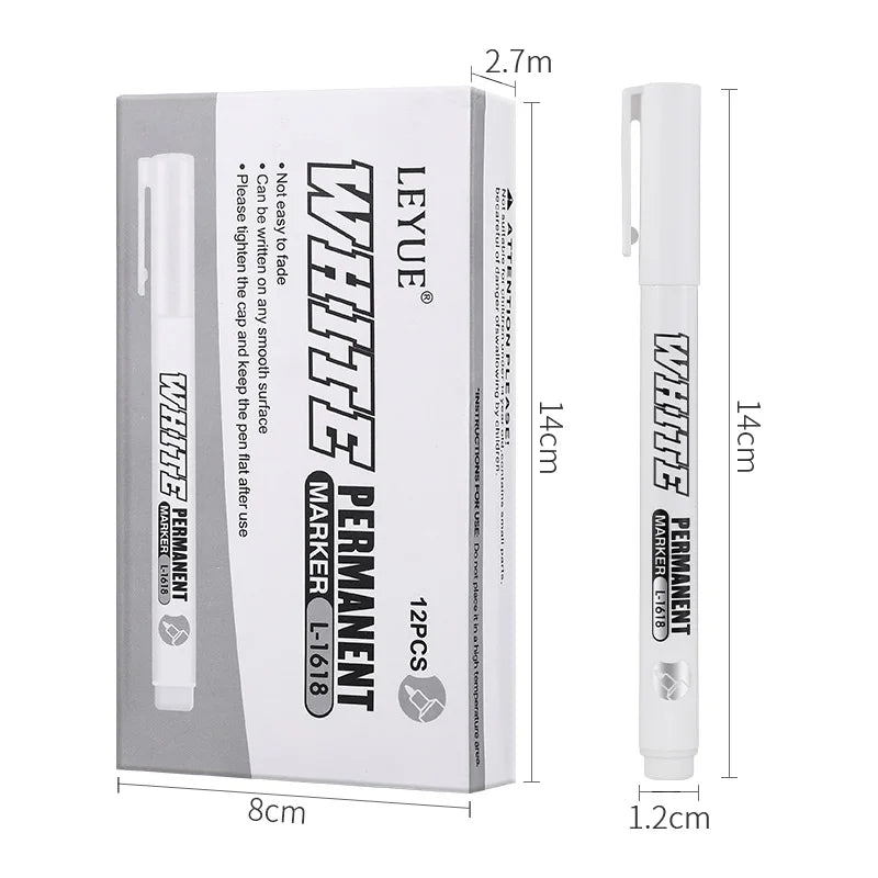 Waterproof Metal Paint Markers Set - Permanent White, Fabric, Wood, Leather