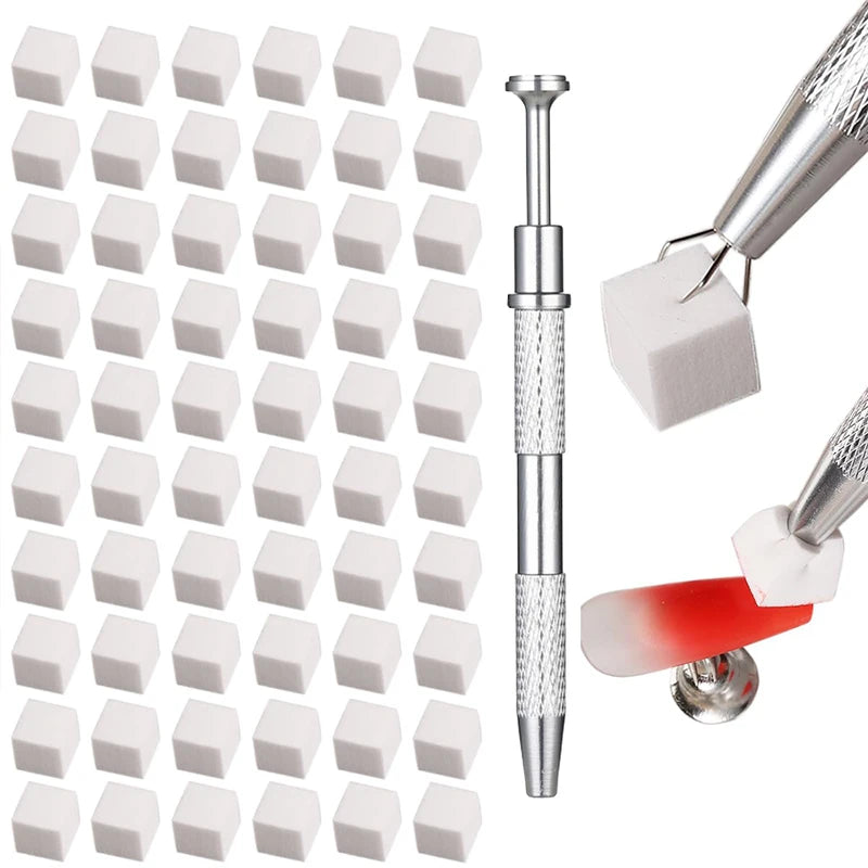 DIY Nail Art Sponge Set with Gripper Tool - 50 Mini Sponges for Gradient Nails