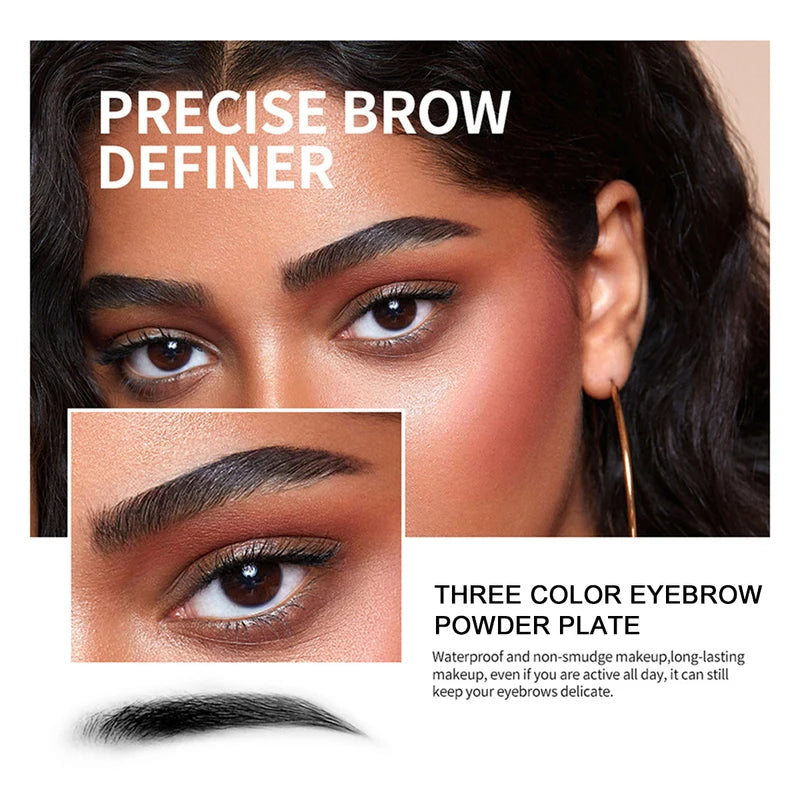 Waterproof Long-Lasting Eyebrow Powder Palette - Natural, Sweat-Proof, 3-Color Options