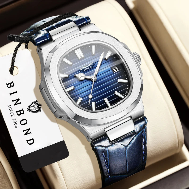 Men's Luxury Quartz Wristwatch Waterproof Auto Date Leather Strap - Multiple Colors