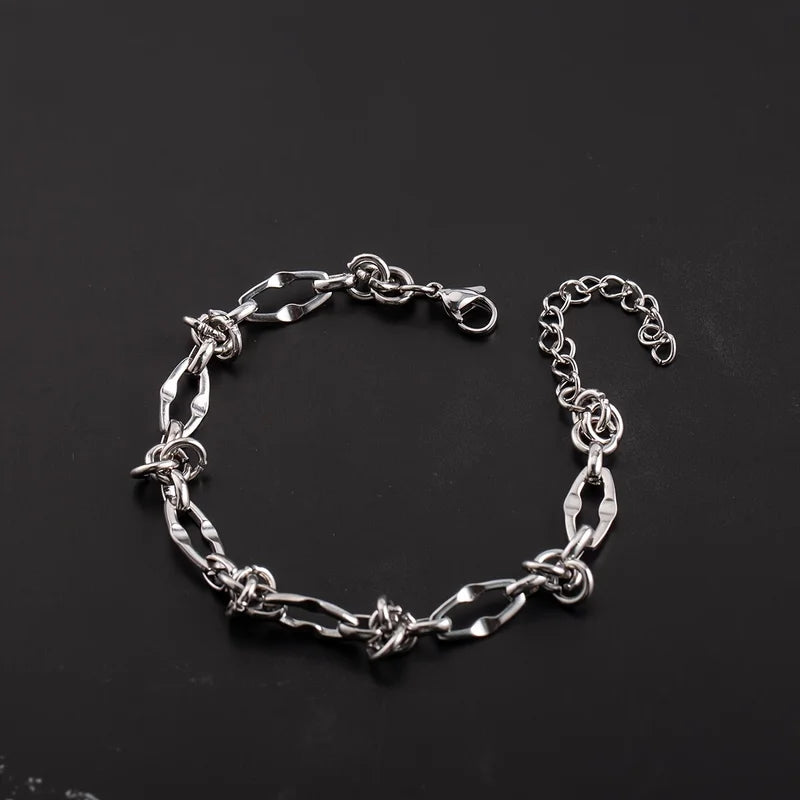 Titanium Steel Bracelet for Men Women Irregular Chain Link Jewelry Adjustable Trendy