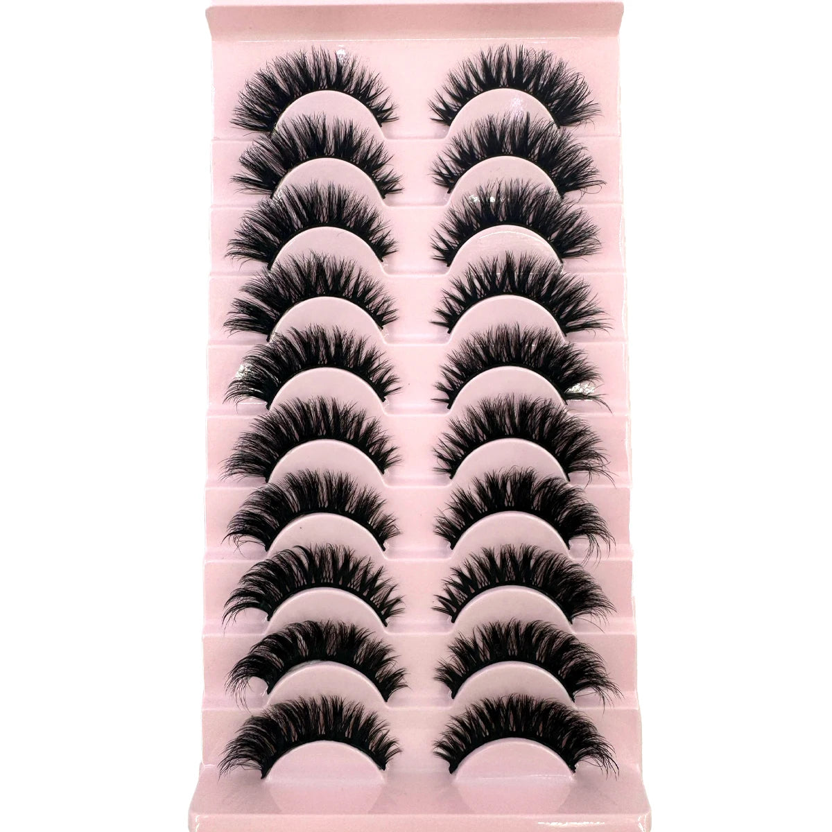 10 Pairs Fluffy Mink False Eyelashes - Natural Dramatic Look, Wispy & Long