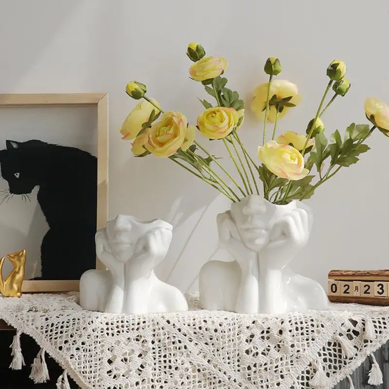 Face Shape Makeup Brush Holder Modern Nordic Flower Vase Storage Box for Home Office