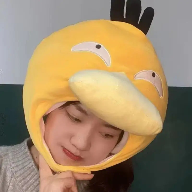 Anime Plush Pillow - Psyduck Kawaii Stuffed Headgear Toy for Fans