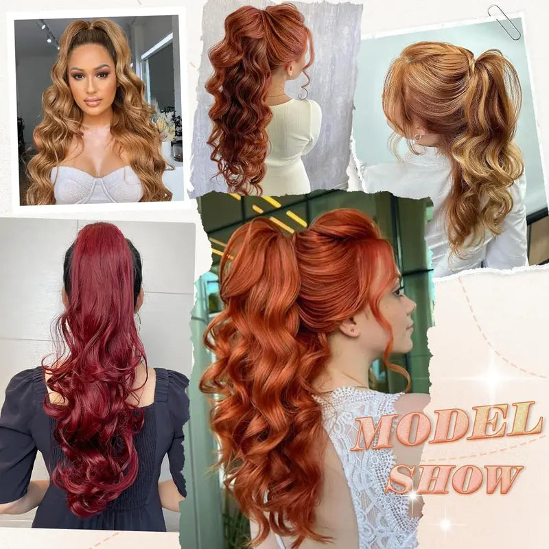 Synthetic Ponytail Extension with Claw Clip - Wavy Curly Hair Pieces for Women