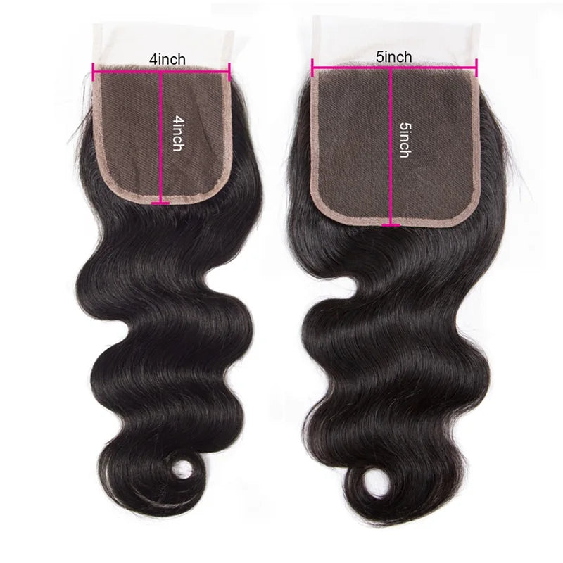 Brazilian Virgin Hair Bundles with Lace Closure - Remy Human Hair Body Wave 3/4 Set