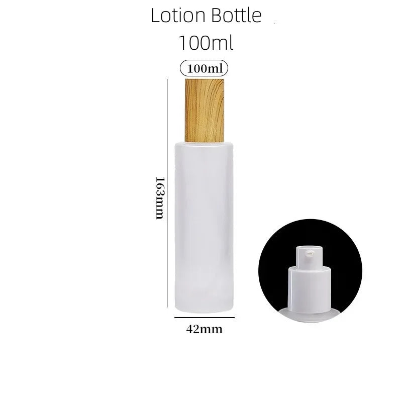 Wooden Frosted Glass Spray Bottle Refillable Lotion Dispenser Fine Mist Cosmetic Container