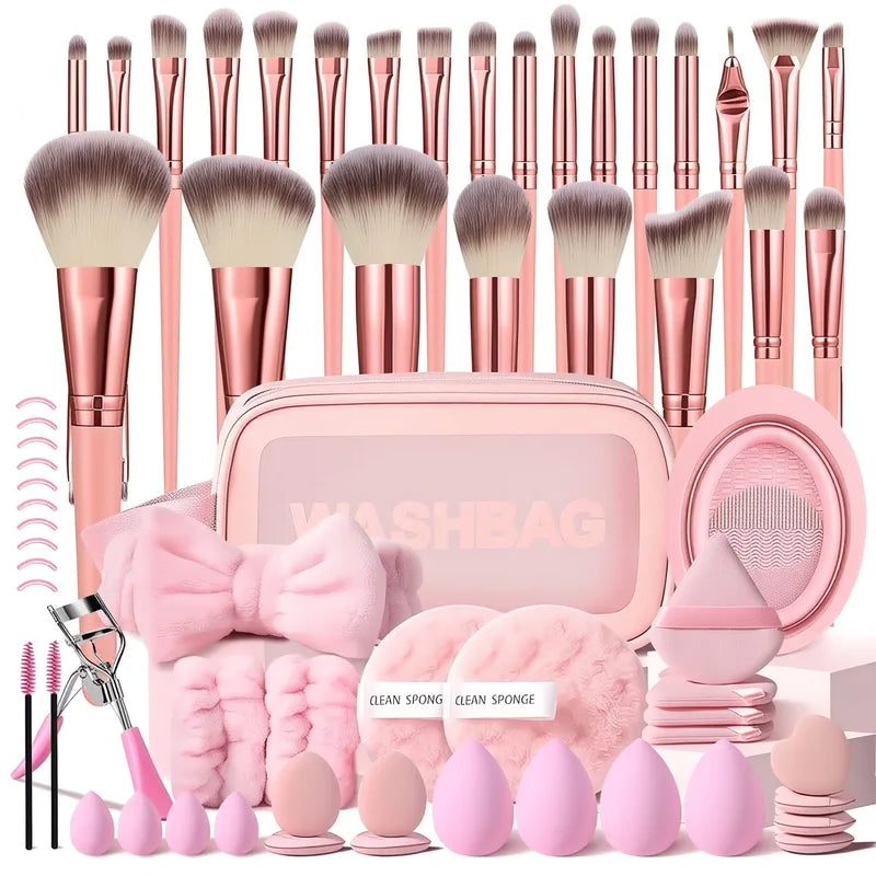 37/65 PCS Makeup Tool Kit with Brushes and Sponges - Full Cosmetic Set for Women