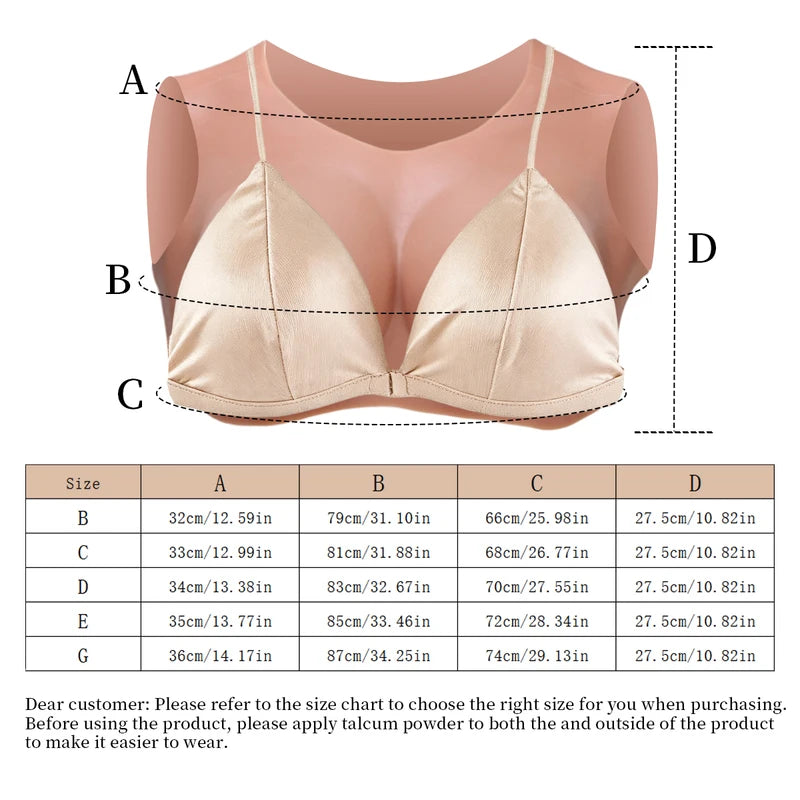 Breathable Realistic Fake Breasts for Cosplay & Transgender, Low-Cut Back