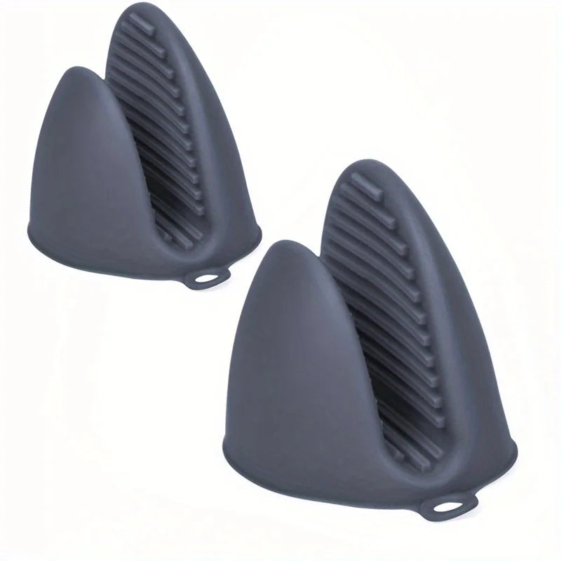 Silicone Oven Mitts Pot Holder Set - Heat-Resistant Kitchen Gloves, Small & Ambidextrous