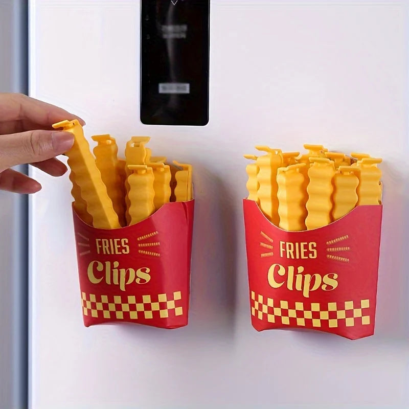 12PCS French Fry Shaped Food Sealing Clips for Snack & Food Bag Seal, Eco-Friendly Kitchen Accessories