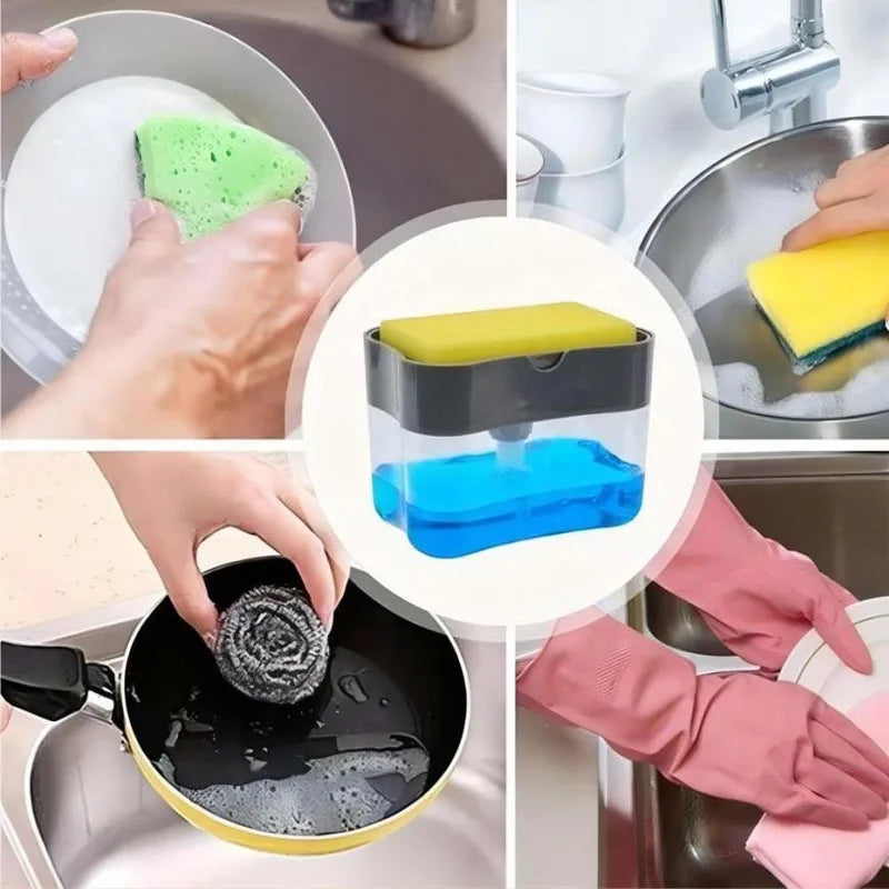 Kitchen Sink Soap Dispenser with Sponge Holder - Large Capacity, Easy to Use, Multiple Colors