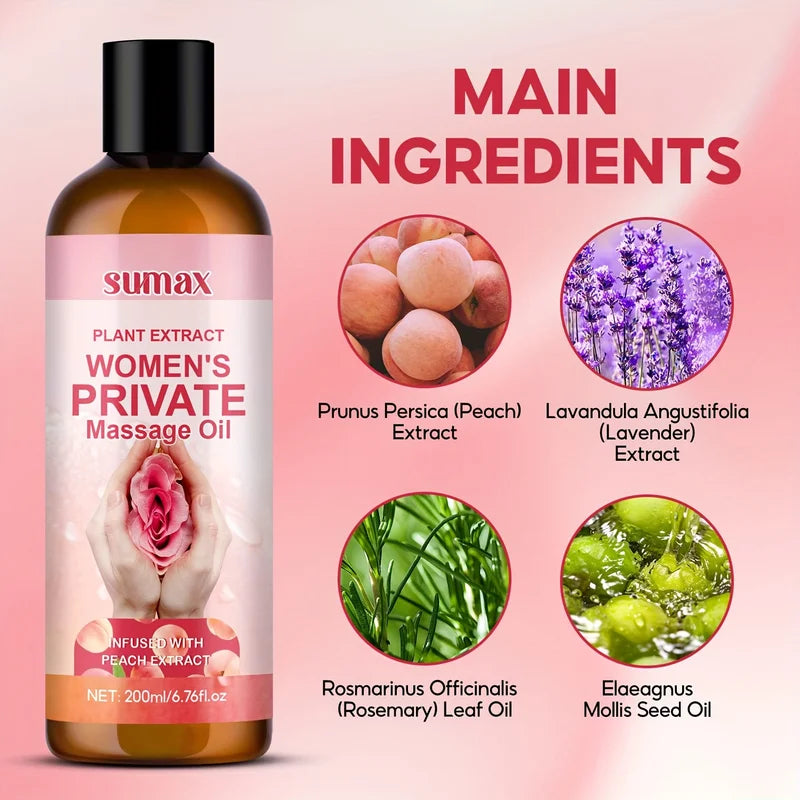 Private Peach Scent Massage Oil for Women, Long-Lasting Fragrance & Deep Moisturization