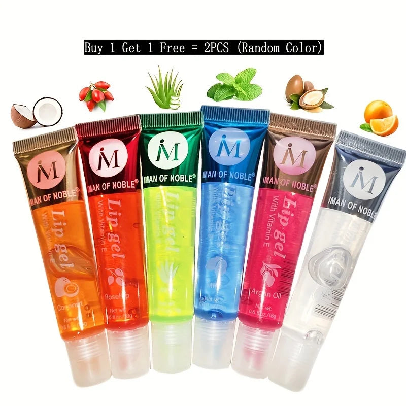 Moisturizing Lip Gloss Set with Rosehip, Argan & Peppermint - Translucent Plumping Lip Oils