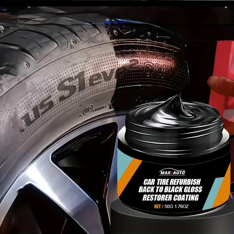 Car Tire Restorer Wax Kit | Long-Lasting Black Gloss & Plastic Renovator