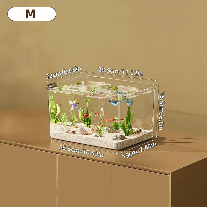 Clear Desktop Fish Tank for Office & Home Decor - Rectangular Bare Aquarium