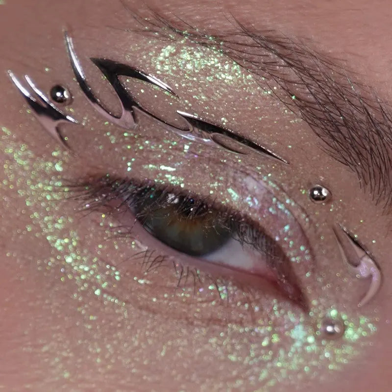 Futuristic Silver Face Makeup Stickers Creative Metallic Eye Shadow Self-Adhesive Reuse
